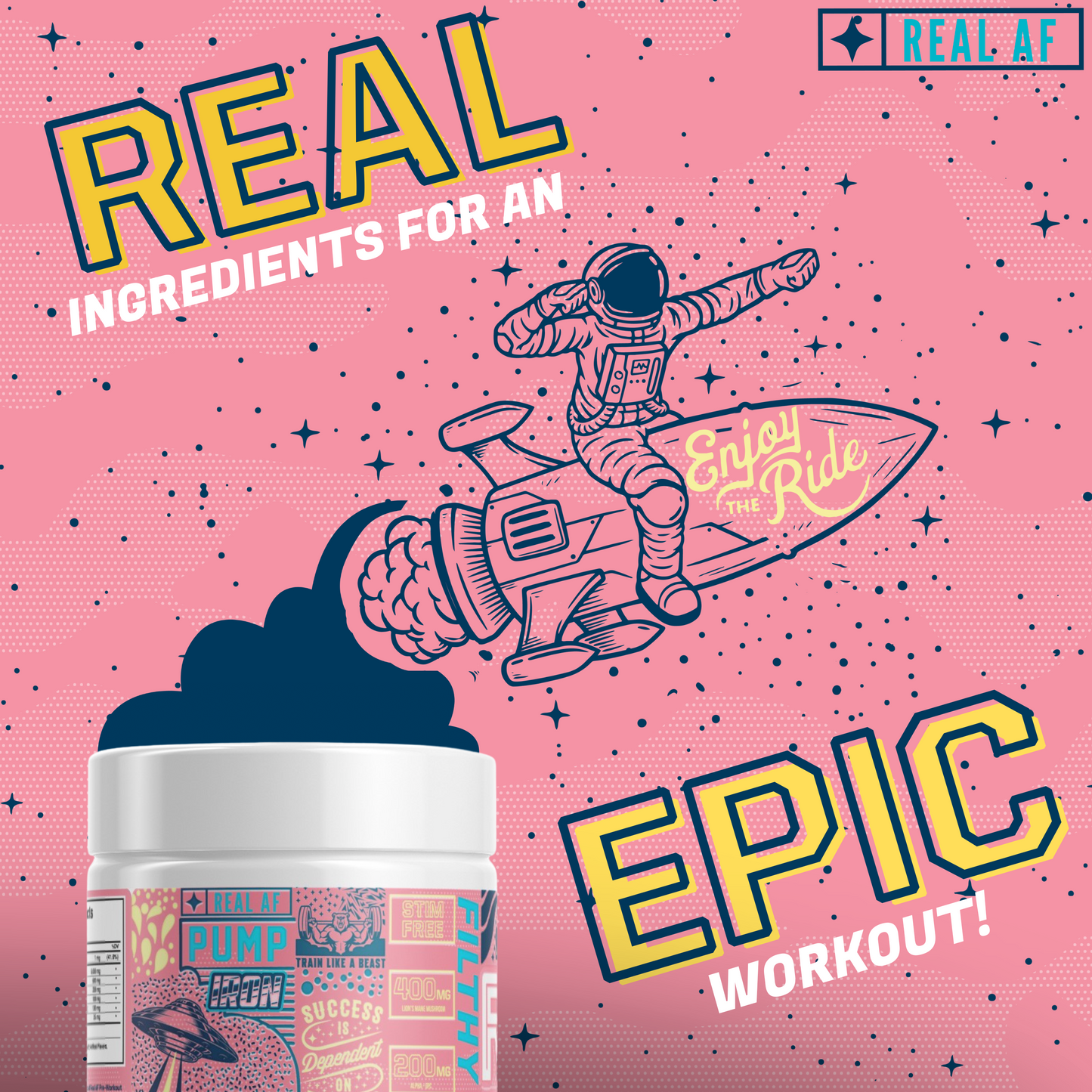 Real AF Pre-Workout Blue Raz Lemonade (Stim Free)